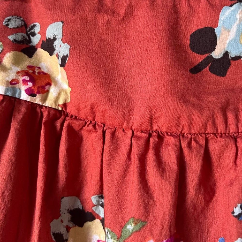Garnet Hill Women’s Burnt Orange Floral Pattern Cotton Lined Side Zip Skirt 4P - Picture 3 of 11